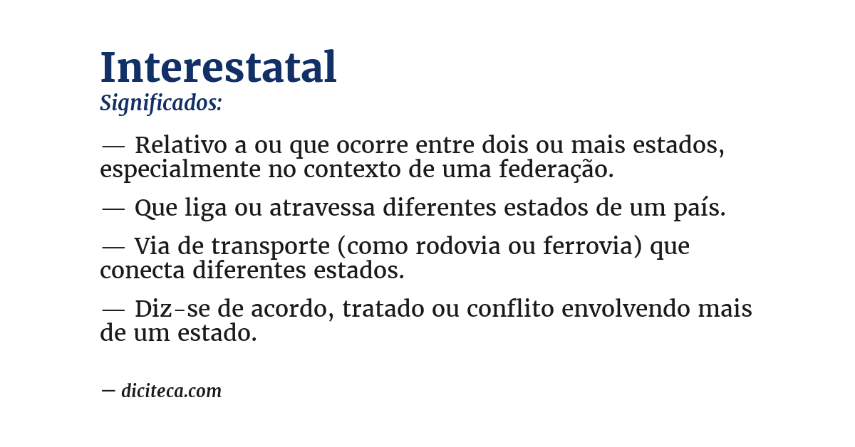 Significado de interestatal