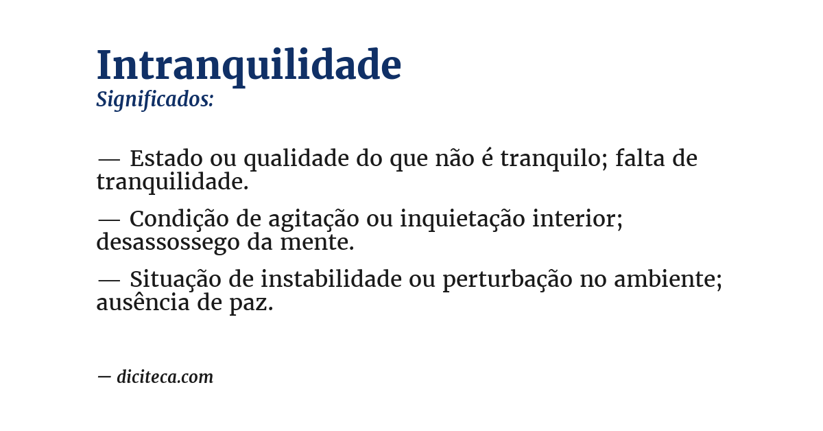 Significado de intranquilidade