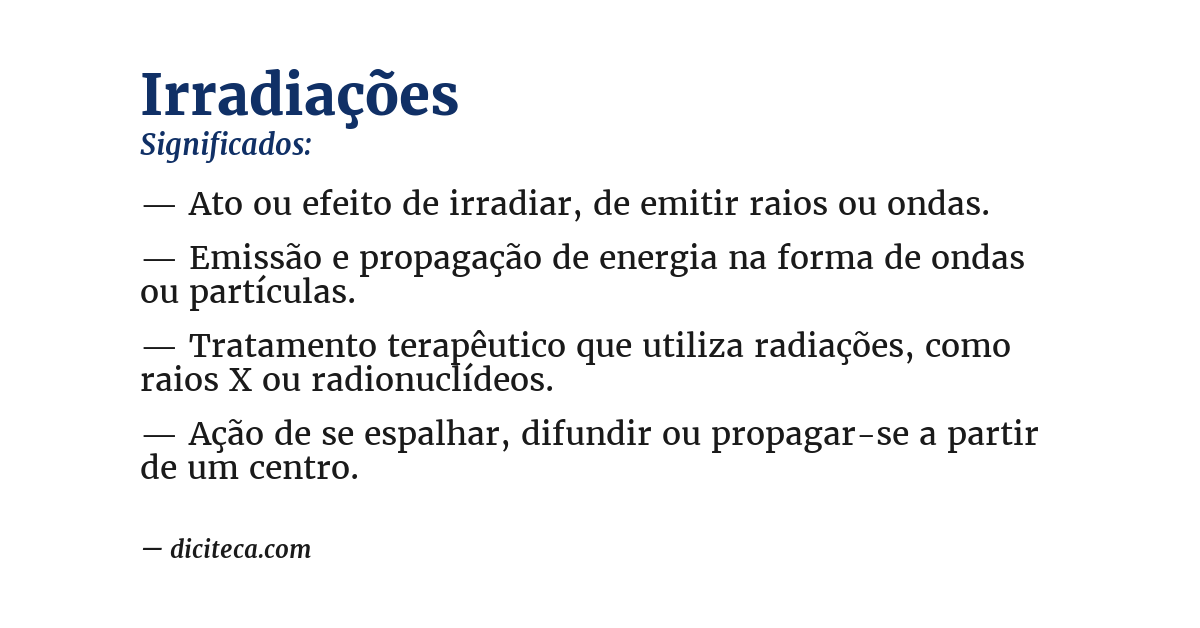 Significado de irradiações
