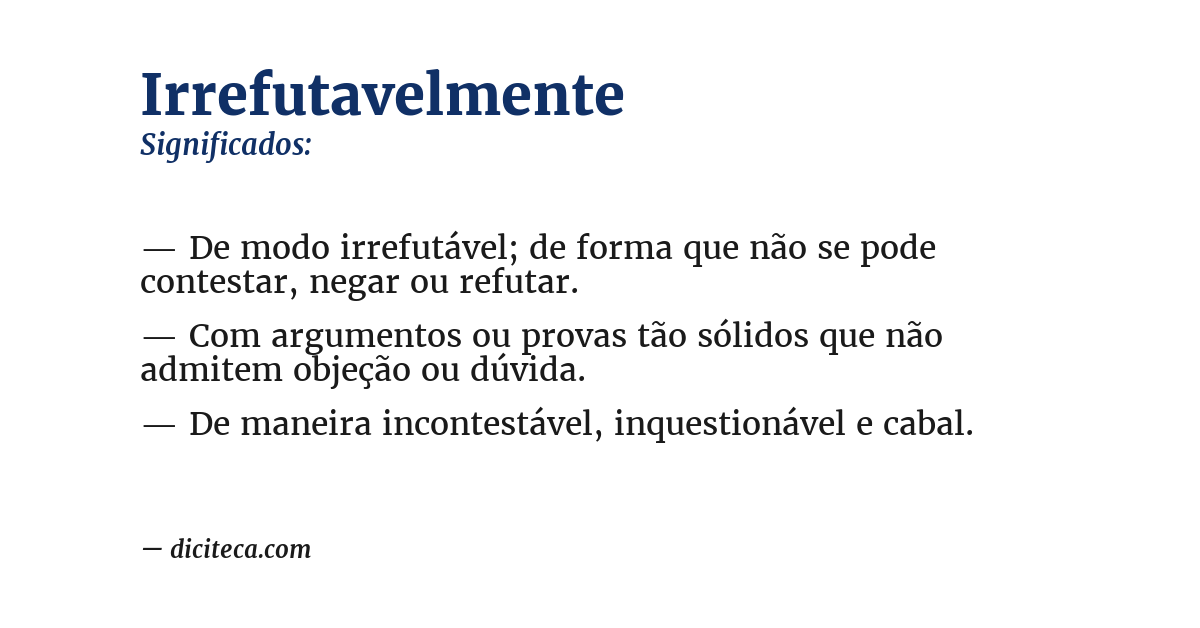 Significado de irrefutavelmente