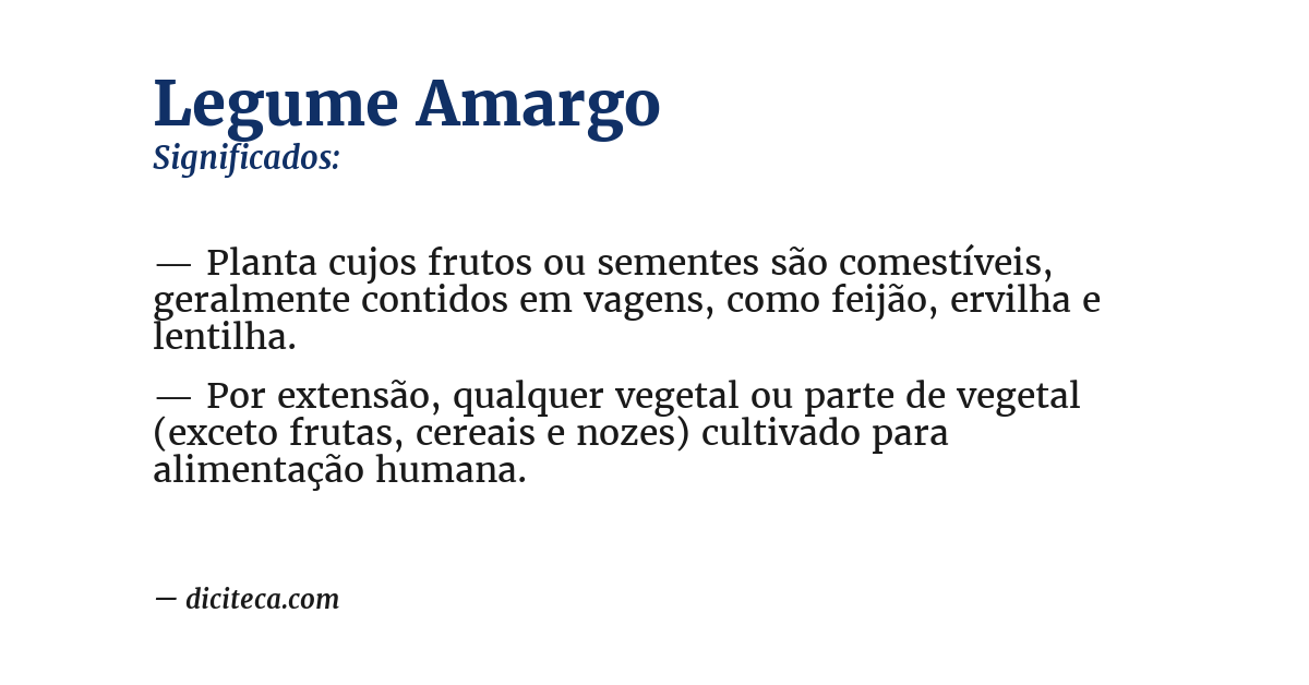 Significado de legume amargo