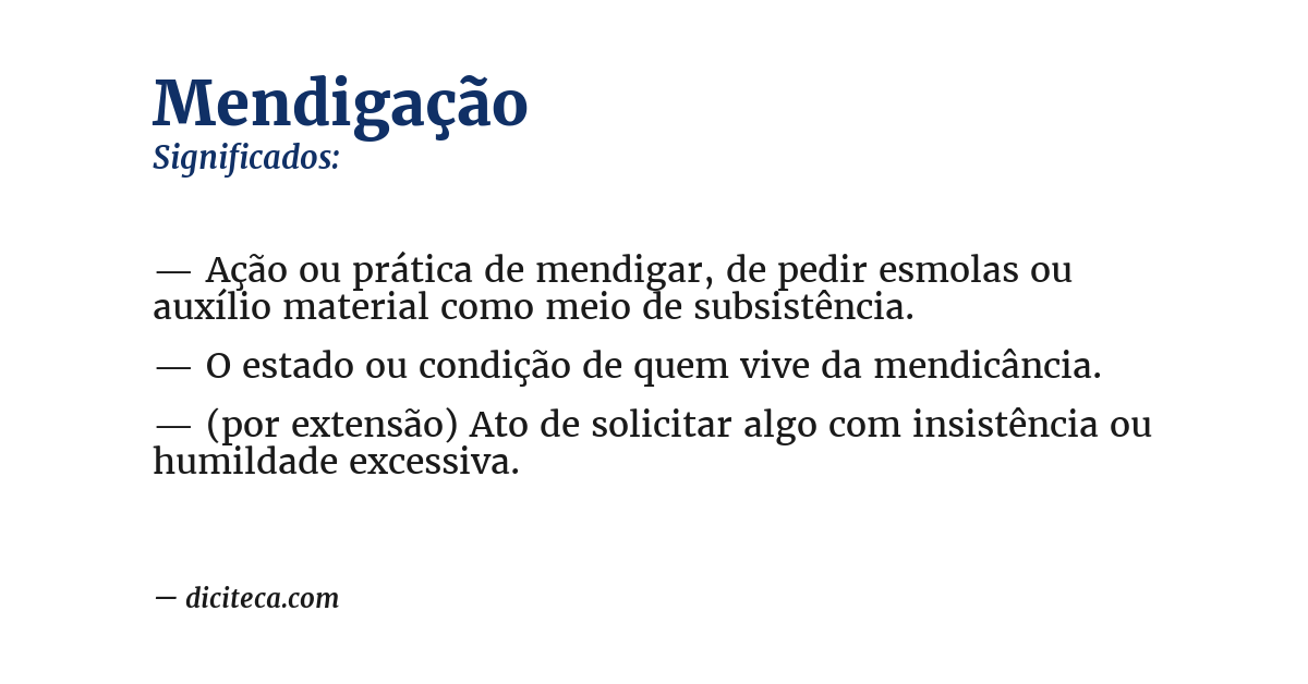Significado de mendigação