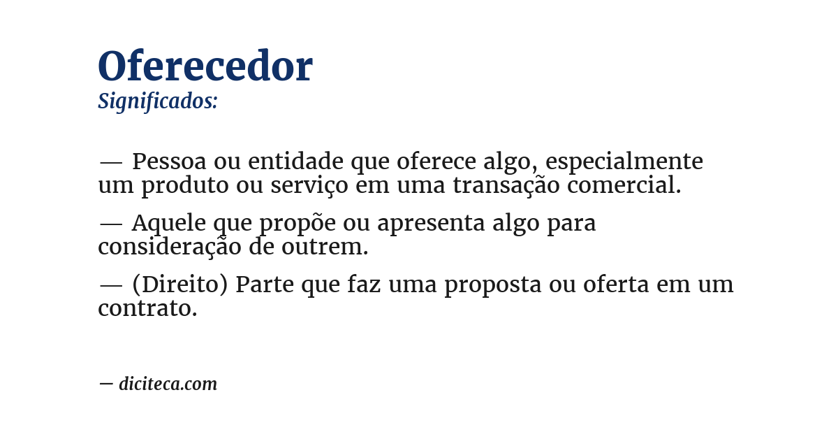 Significado de oferecedor
