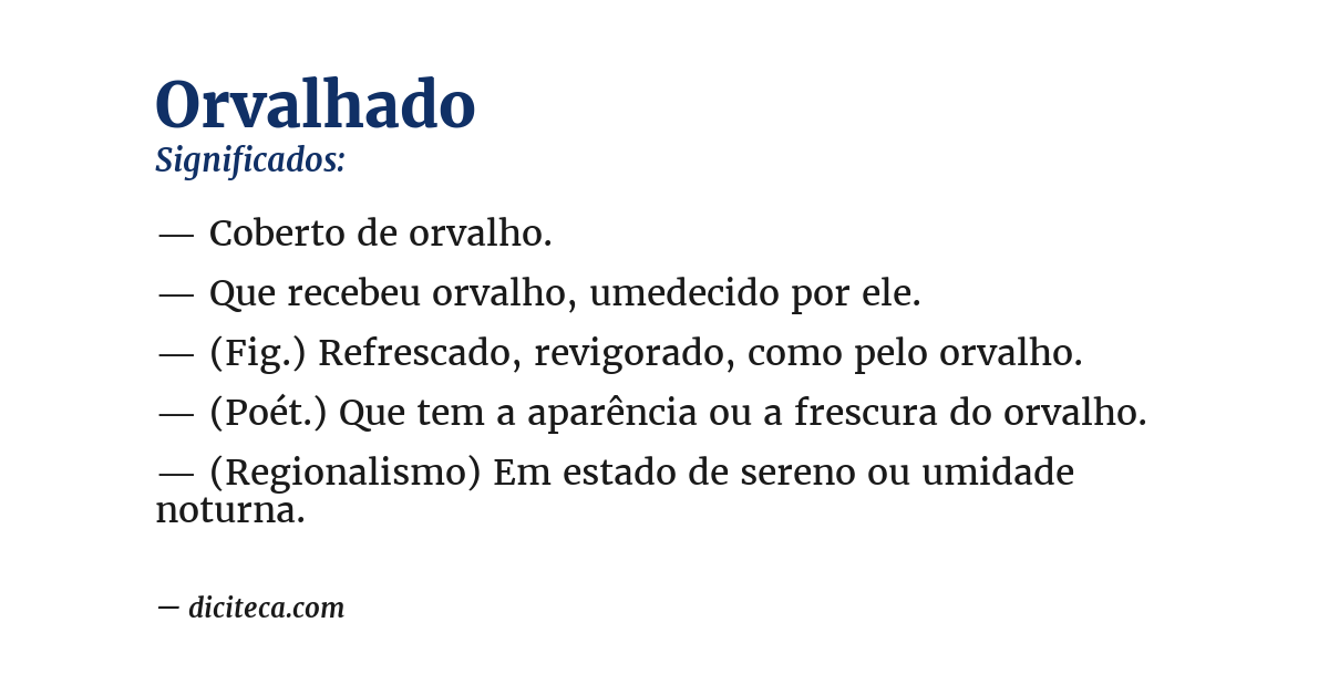 Significado de orvalhado