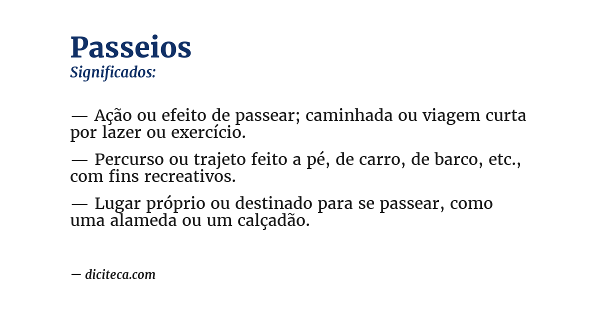 Significado de passeios