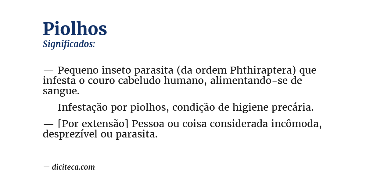 Significado de piolhos