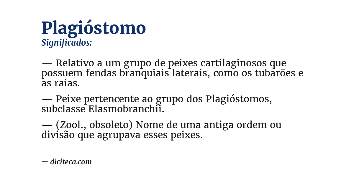 Significado de plagióstomo