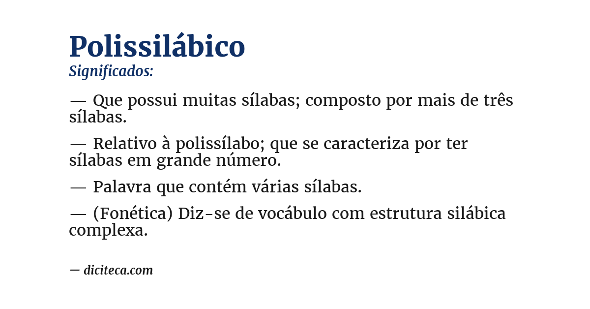 Significado de polissilábico