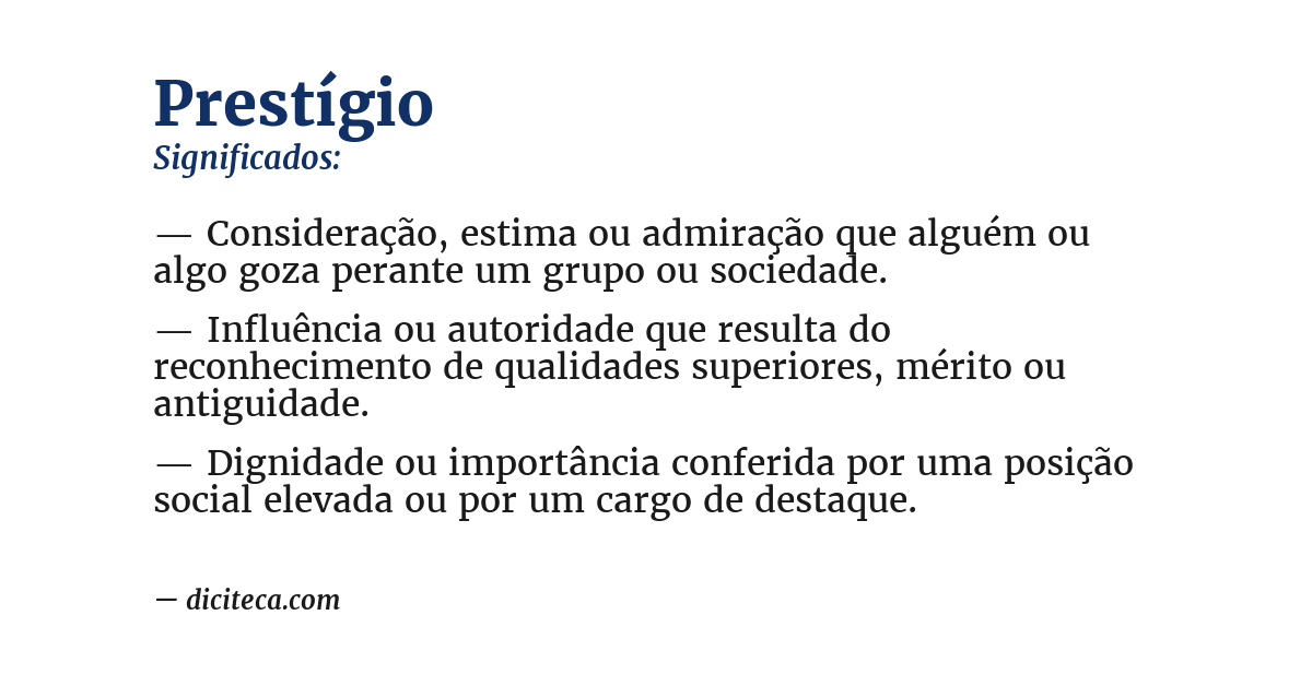 Significado de prestígio