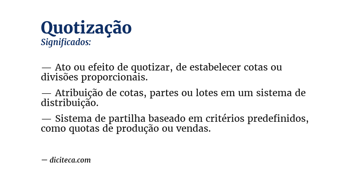 Significado de quotização
