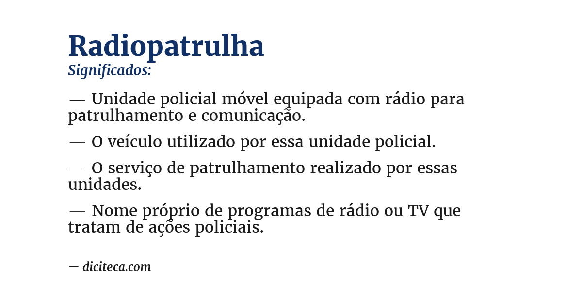 Significado de radiopatrulha