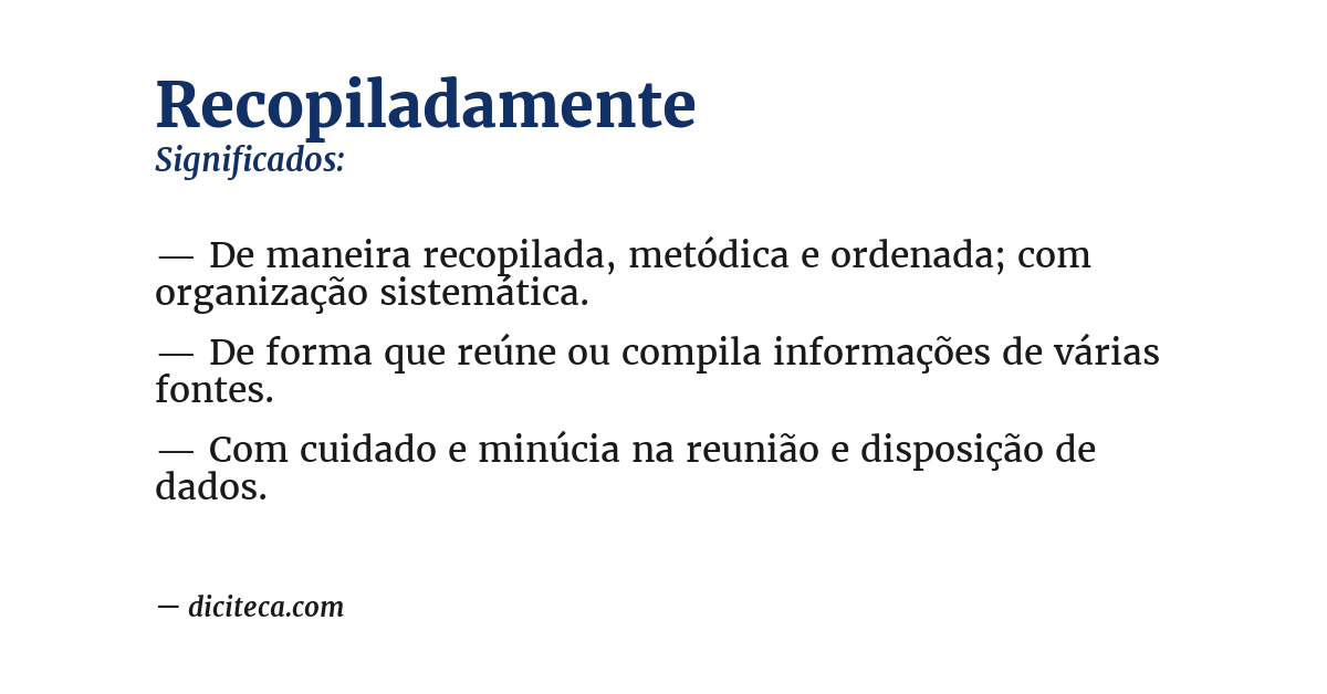 Significado de recopiladamente