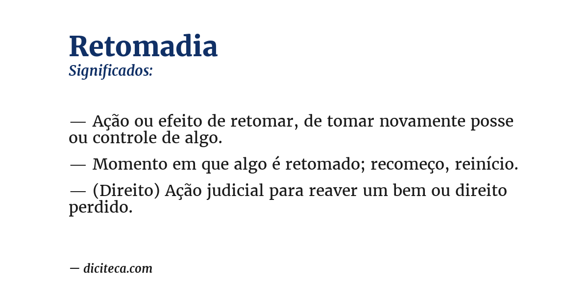 Significado de retomadia