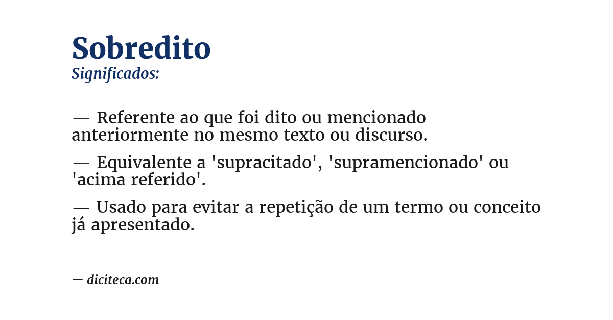 Significado de sobredito