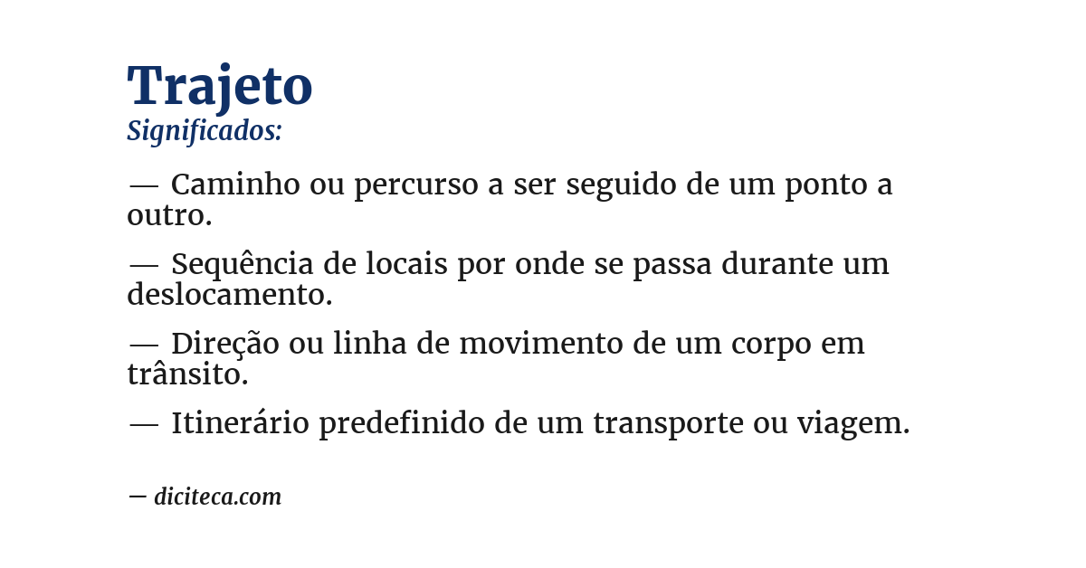 Significado de trajeto