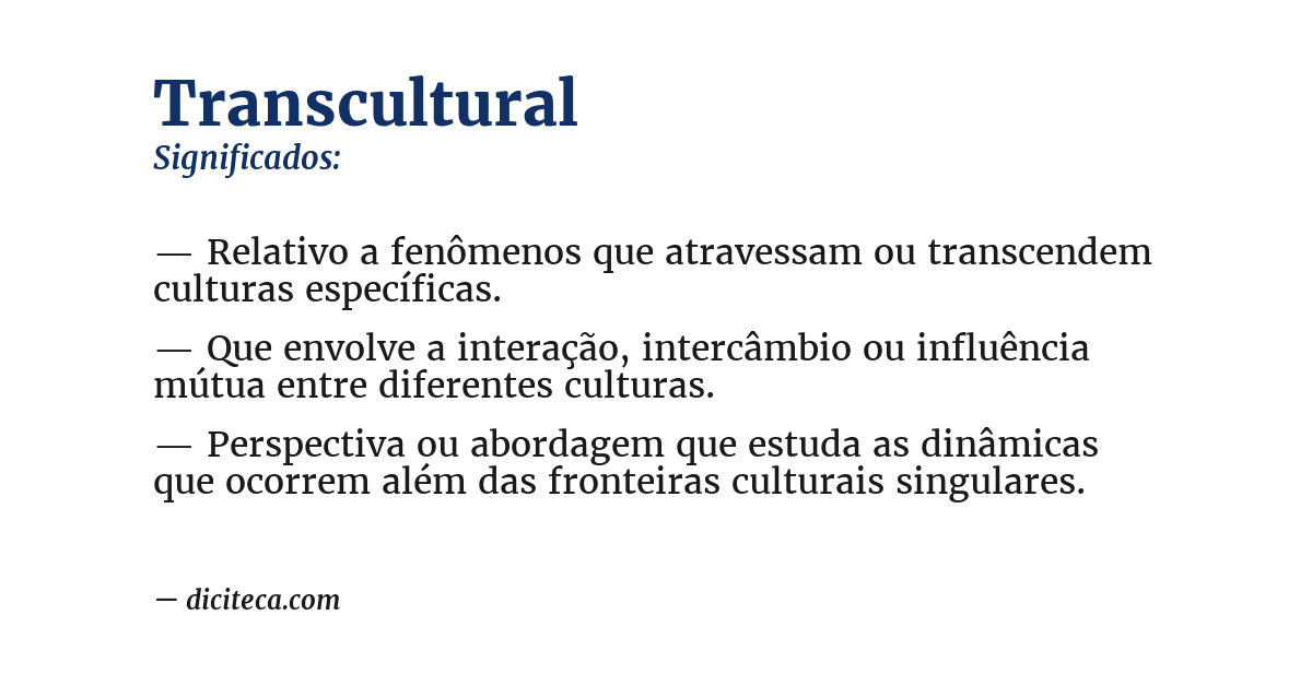 Significado de transcultural