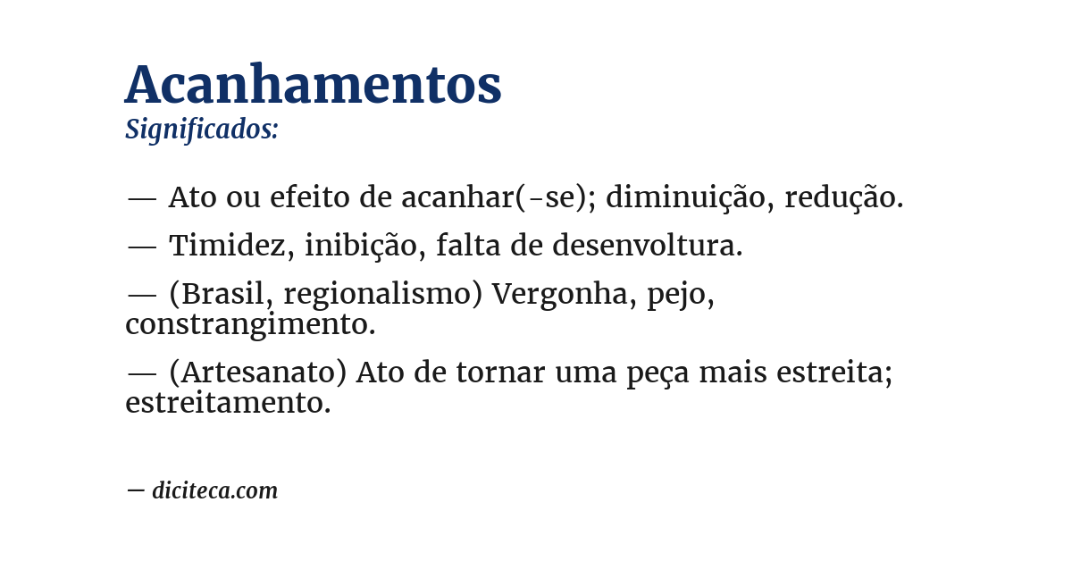 Significado de acanhamentos