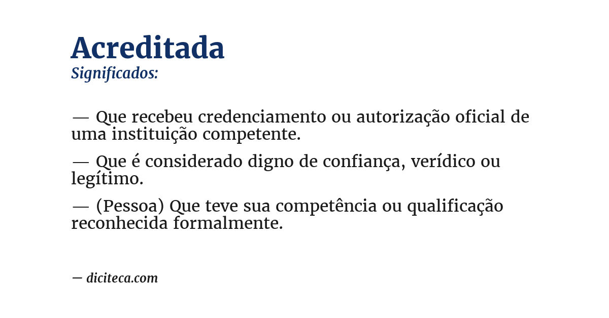 Significado de acreditada