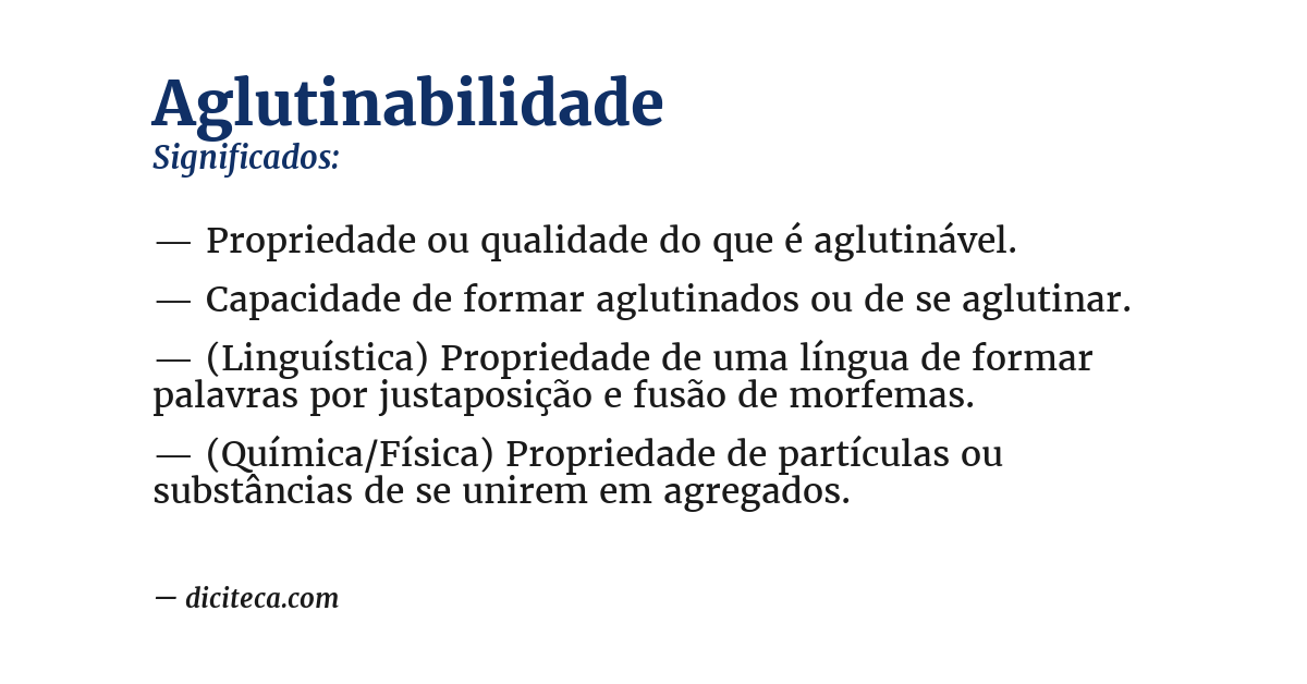 Significado de aglutinabilidade