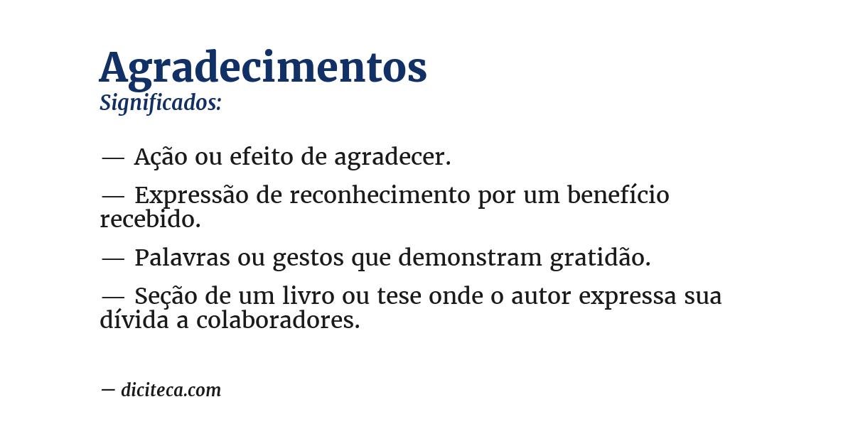 Significado de agradecimentos