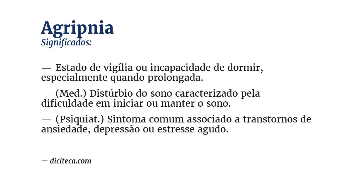 Significado de agripnia