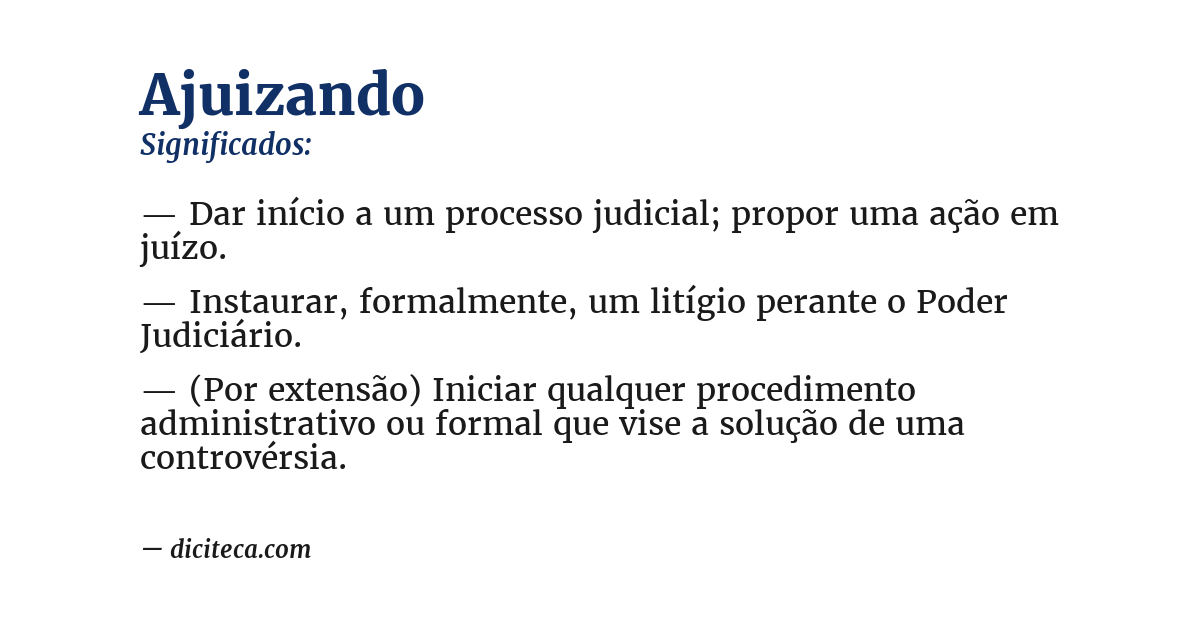 Significado de ajuizando