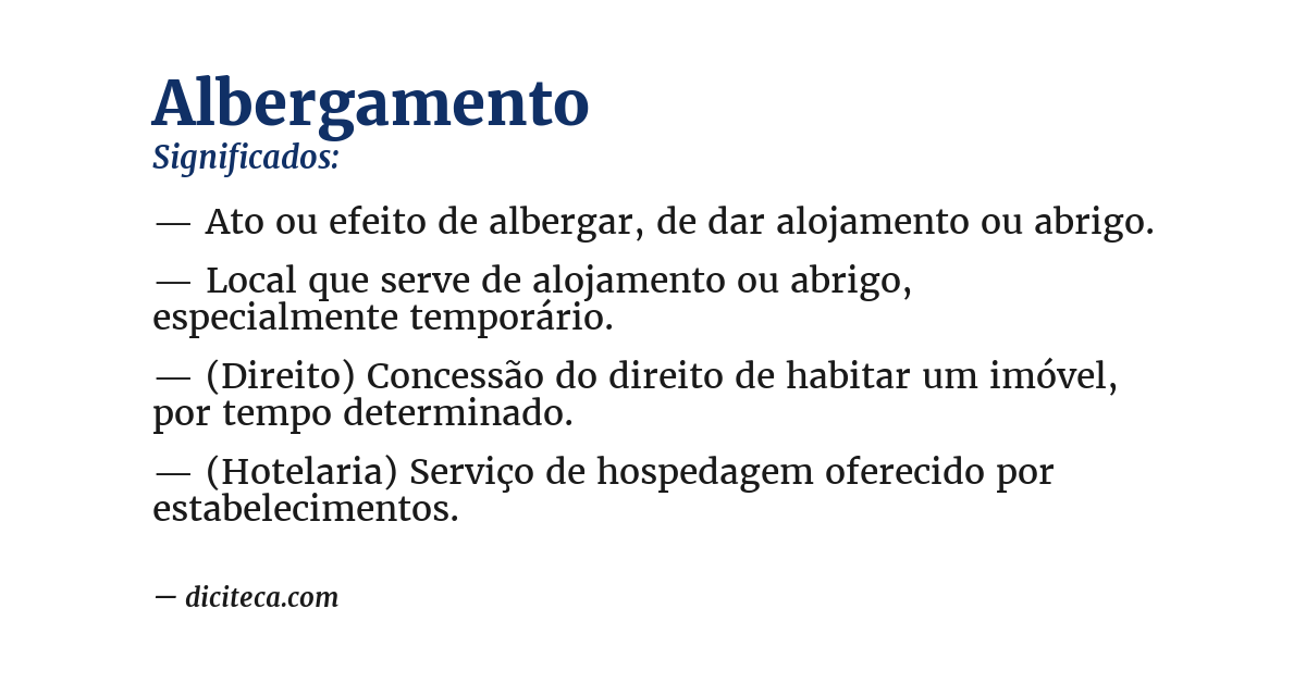 Significado de albergamento