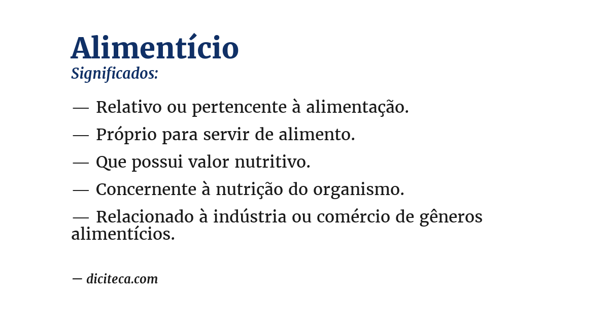 Significado de alimentício