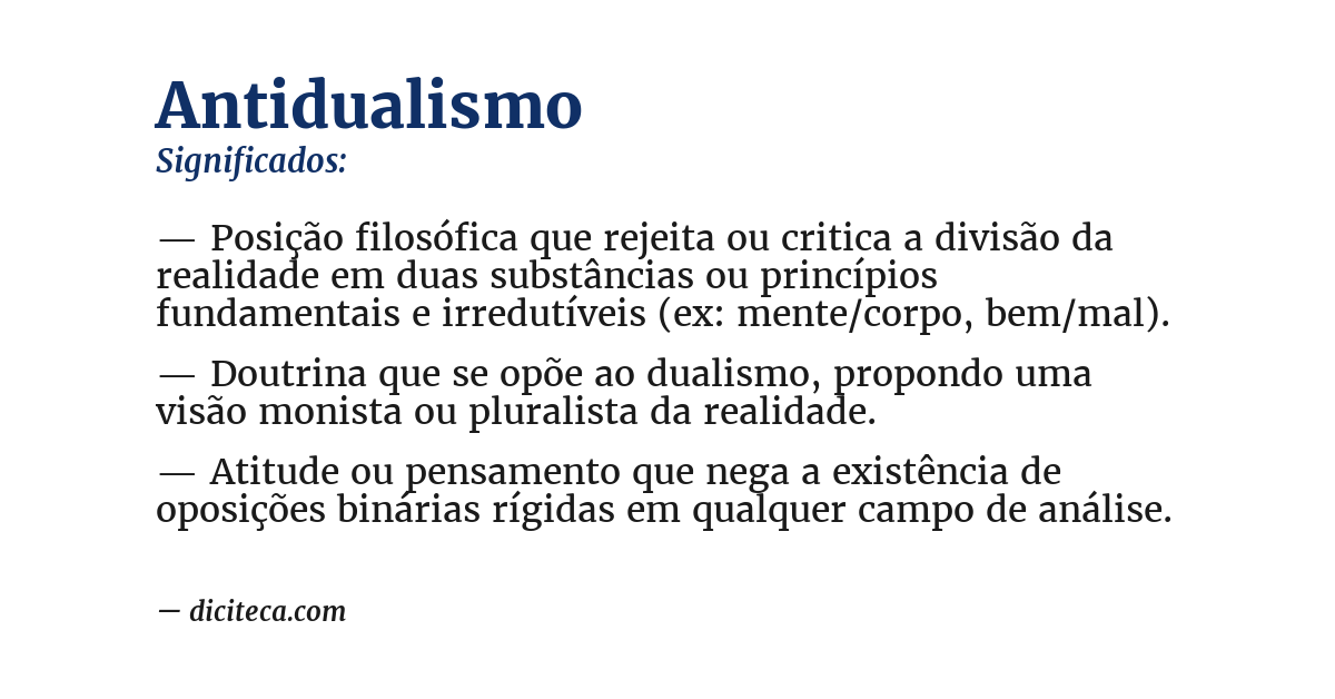 Significado de antidualismo