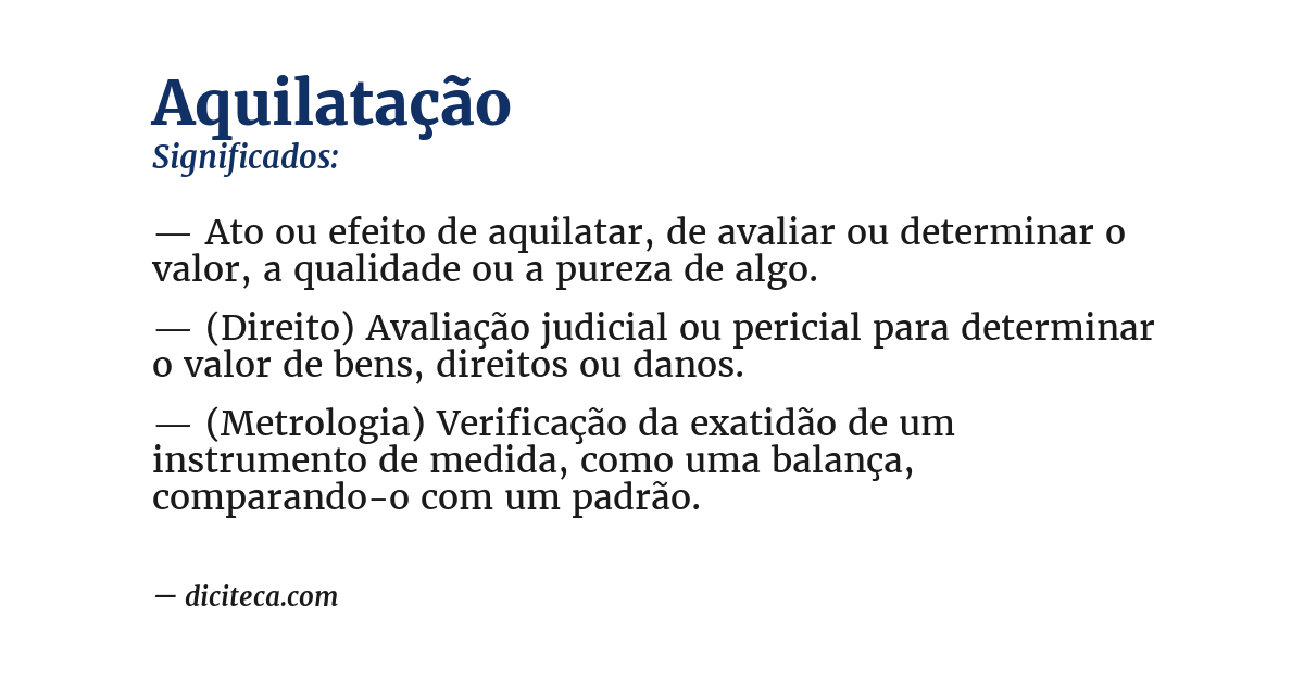Significado de aquilatação