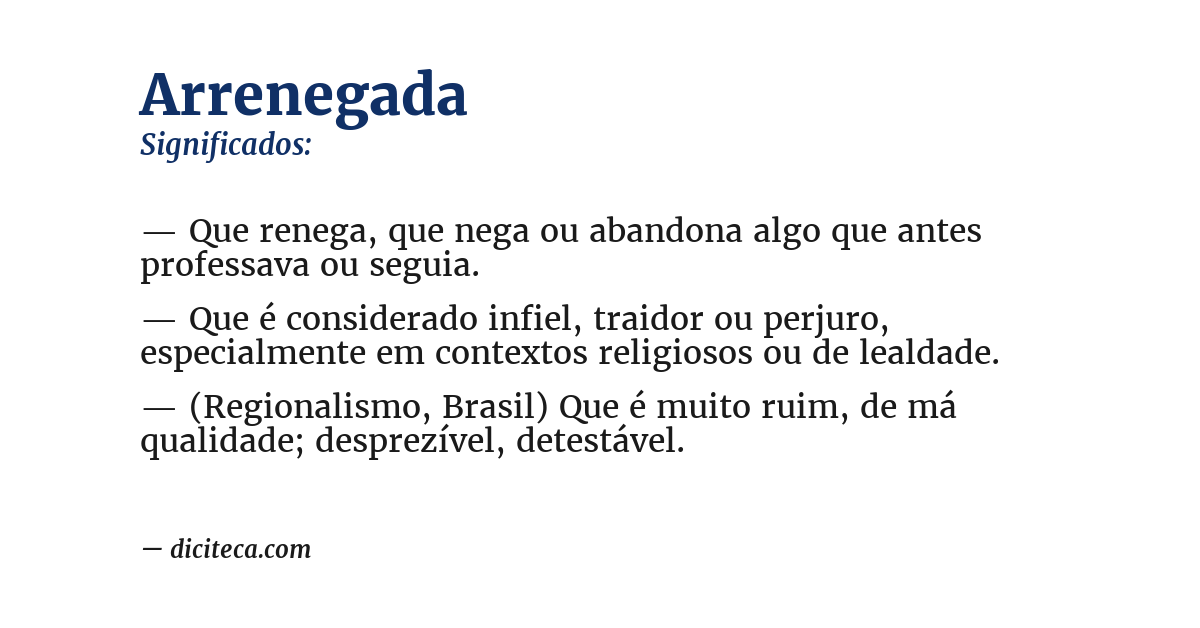 Significado de arrenegada