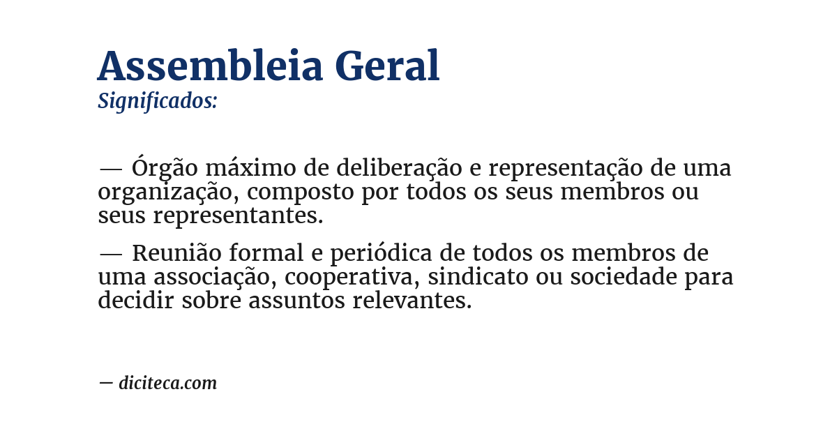 Significado de assembleia geral