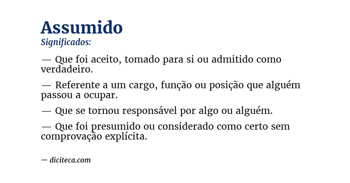 Significado de assumido