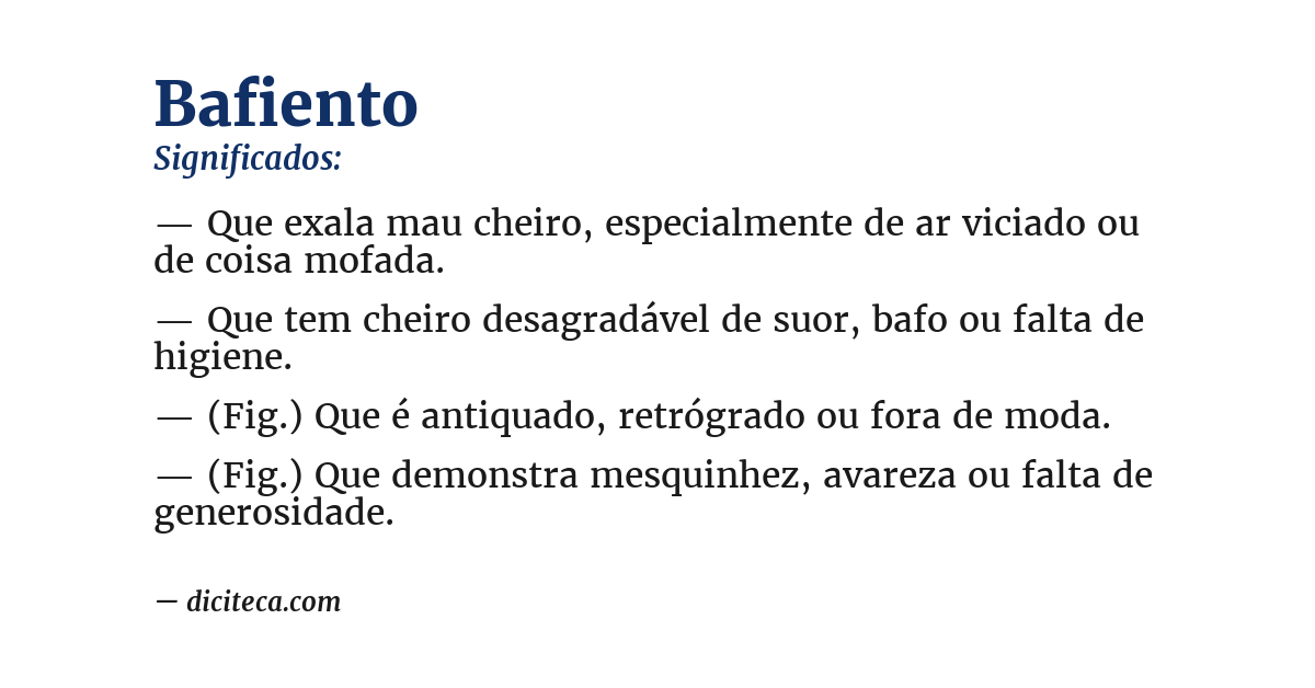 Significado de bafiento