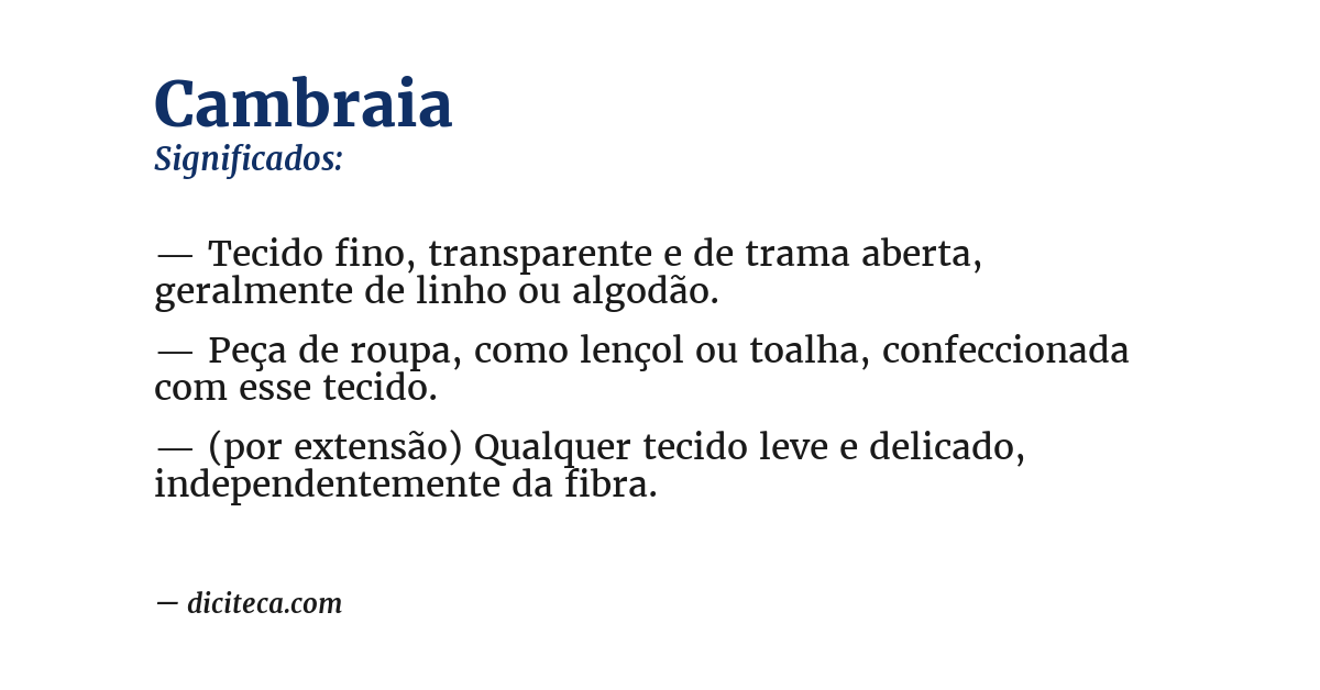 Significado de cambraia