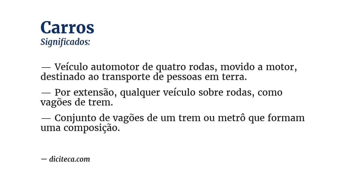 Significado de carros