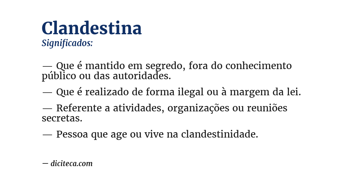 Significado de clandestina