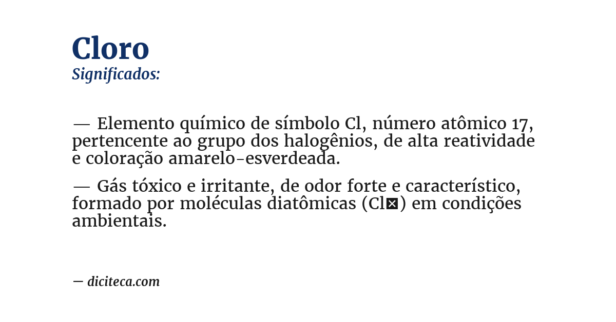 Significado de cloro