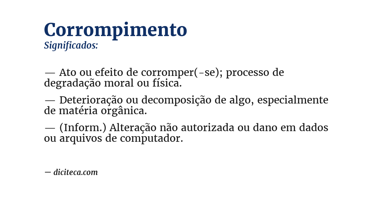 Significado de corrompimento