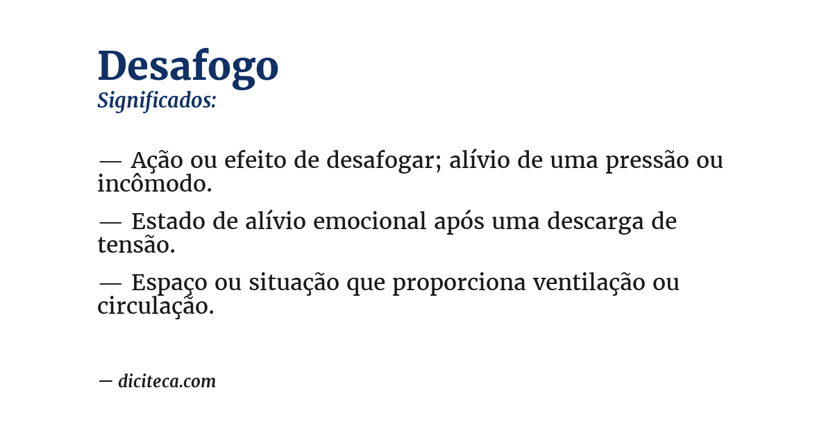 Significado de desafogo