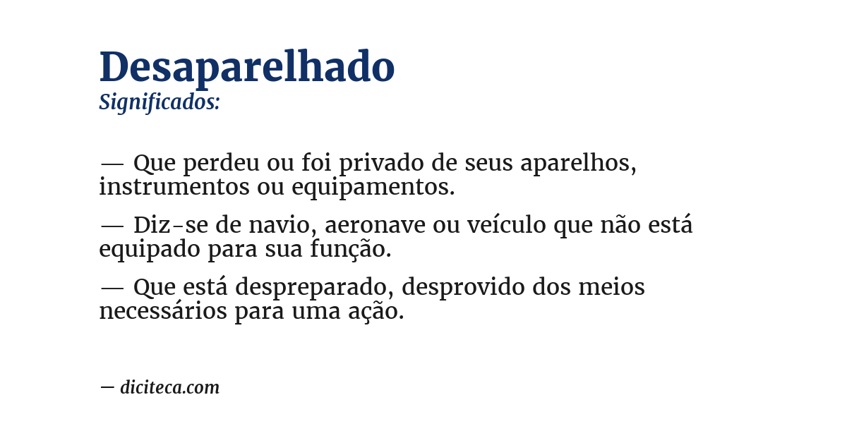 Significado de desaparelhado