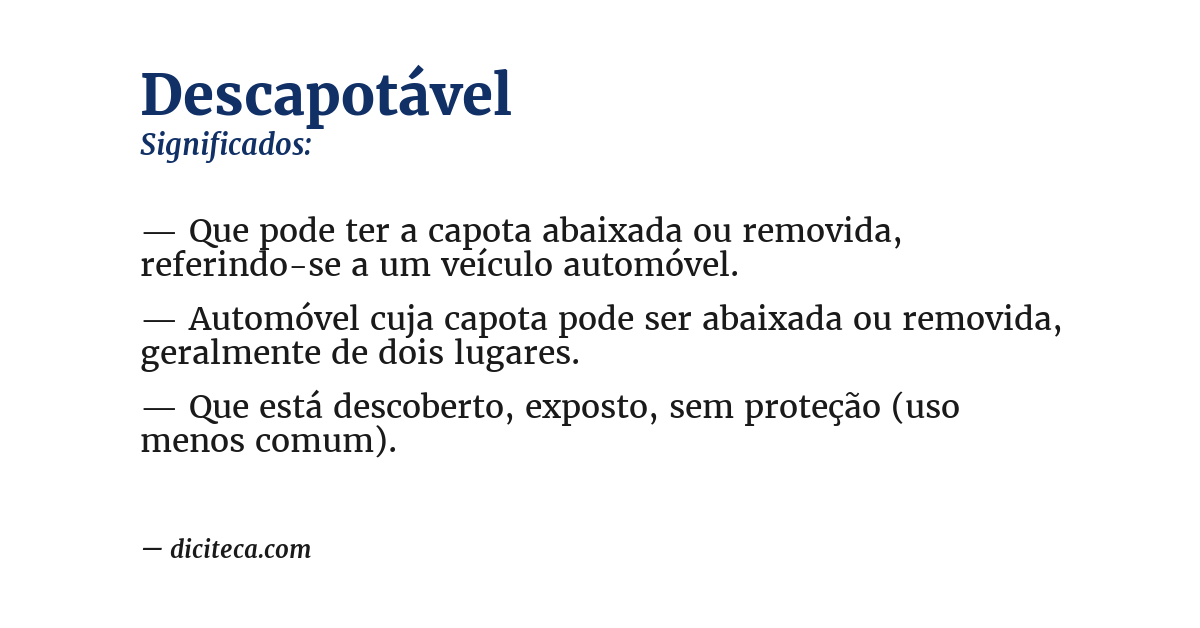 Significado de descapotável