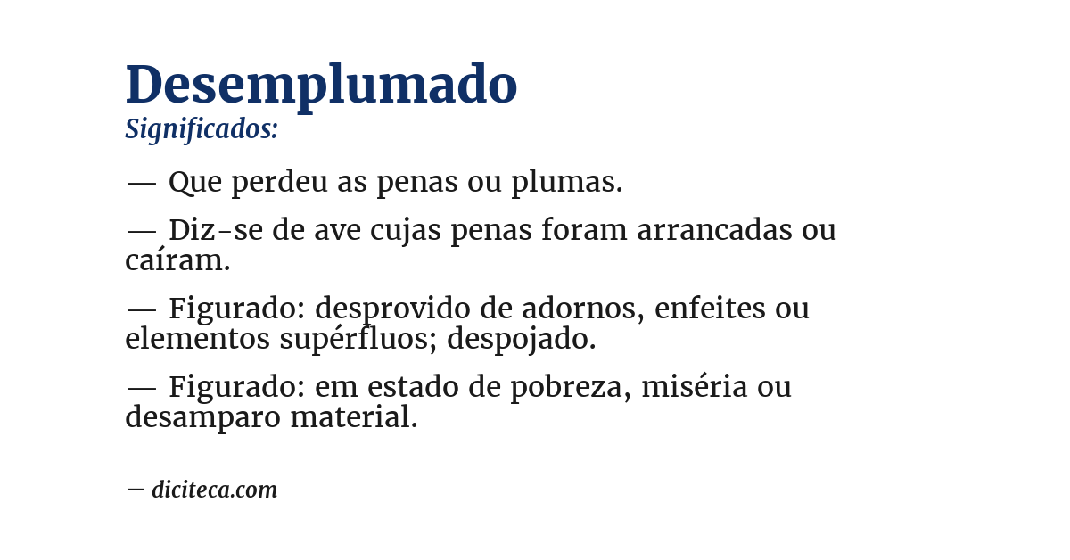 Significado de desemplumado