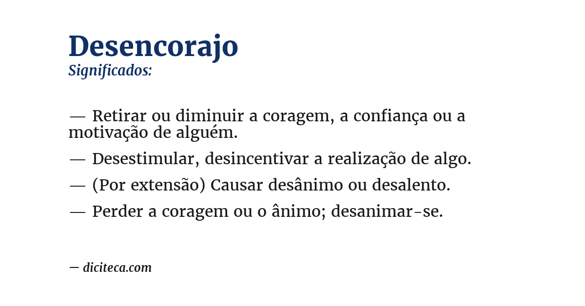 Significado de desencorajo