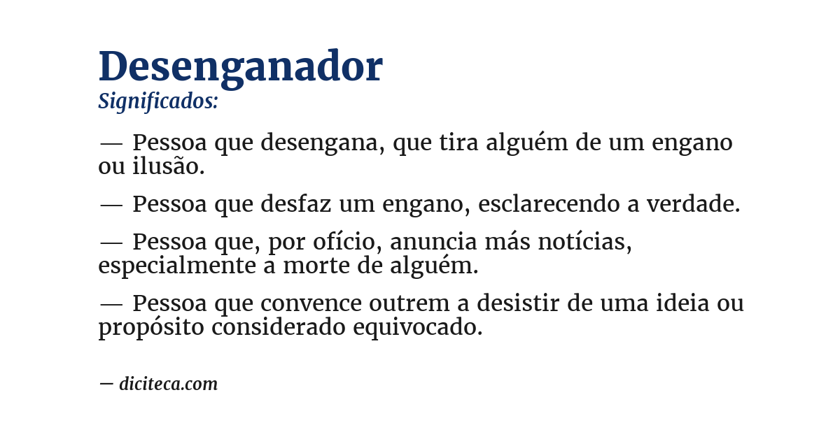 Significado de desenganador