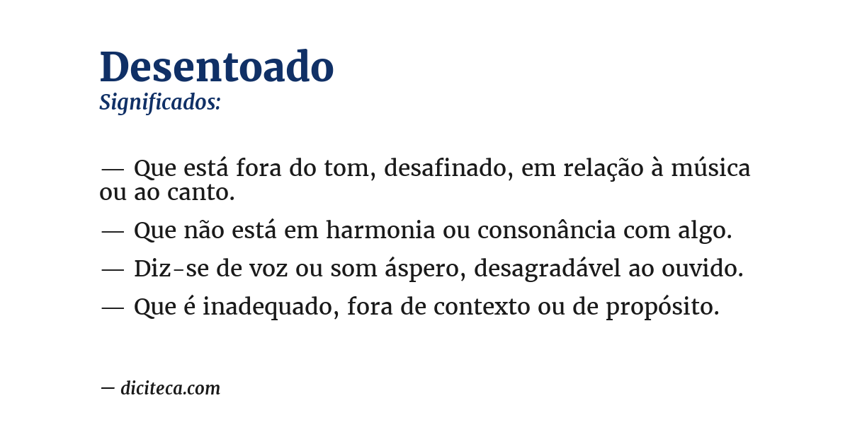 Significado de desentoado