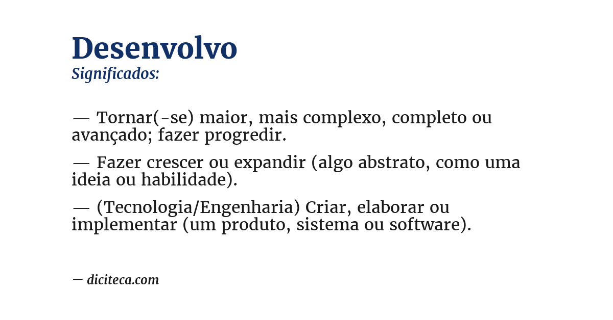 Significado de desenvolvo