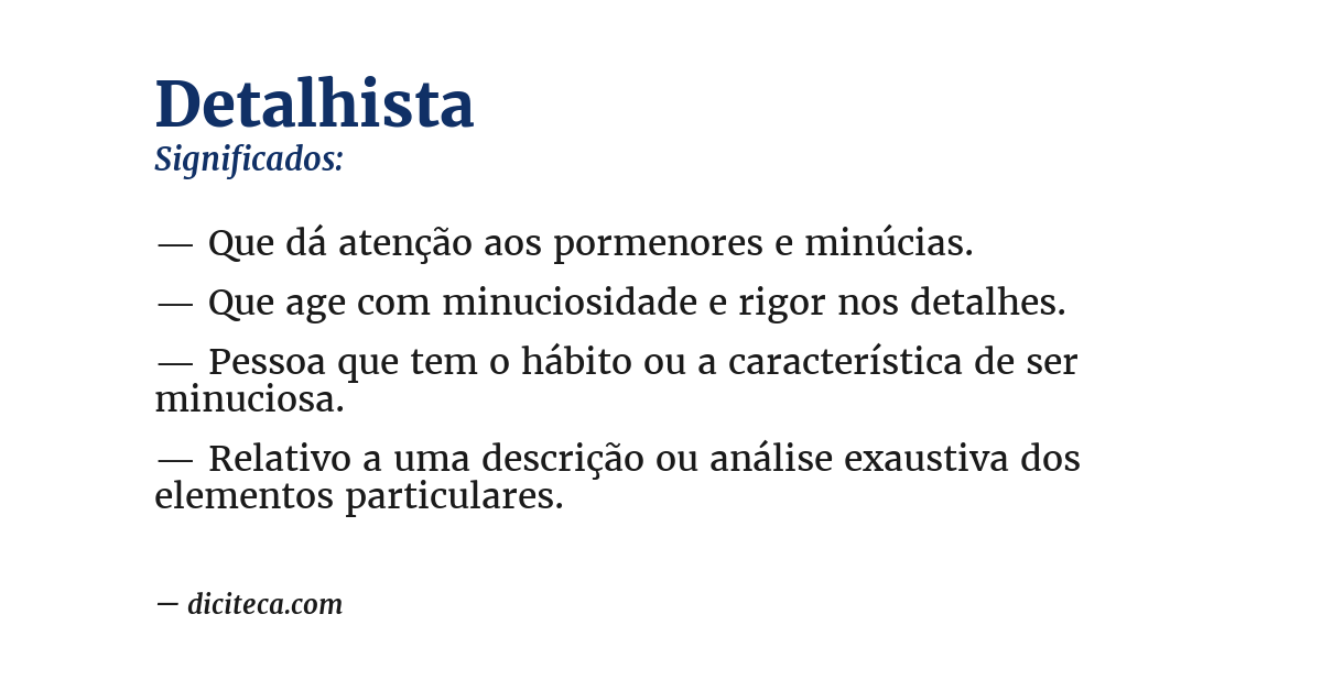 Significado de detalhista