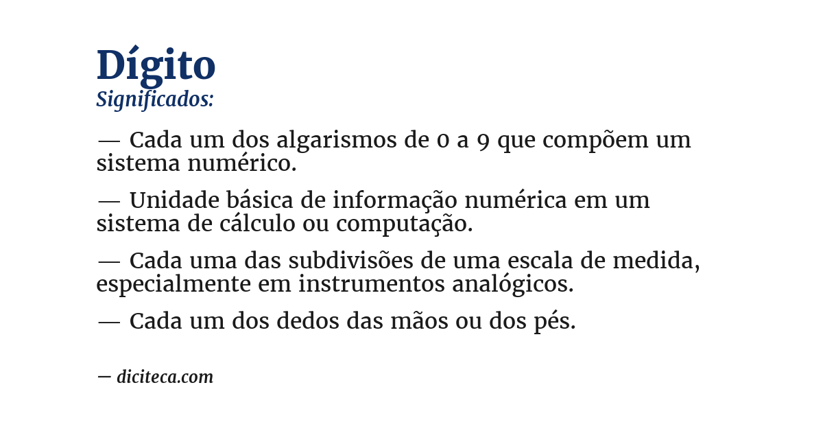 Significado de dígito