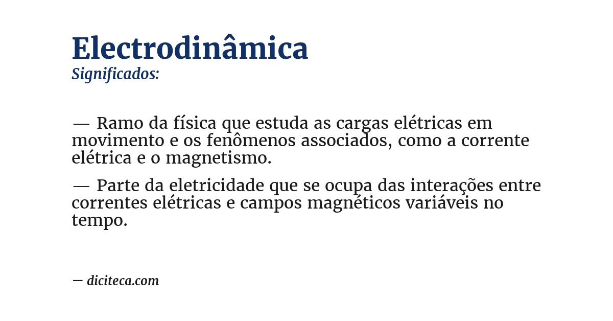 Significado de electrodinâmica
